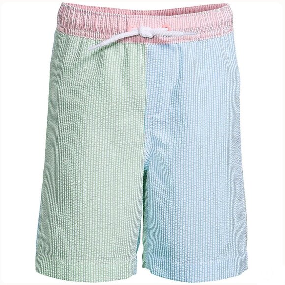 Lands End - Boys Seersucker Volley Swim Trunks Size XL NWT